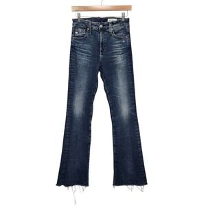 AG Adriano Goldschmied Farrah Boot High Rise Jeans Dark Wash Raw Hem 26x32